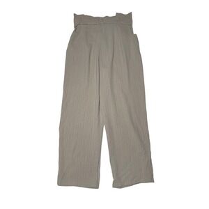 Women's‎ Paperbag Waist Pants Wide Leg High Rise Beige Pants Size L